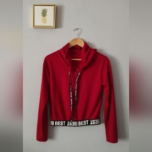 Unbranded Women Crop Top Style Athletic Color Red Size   Medium Hoodie  New